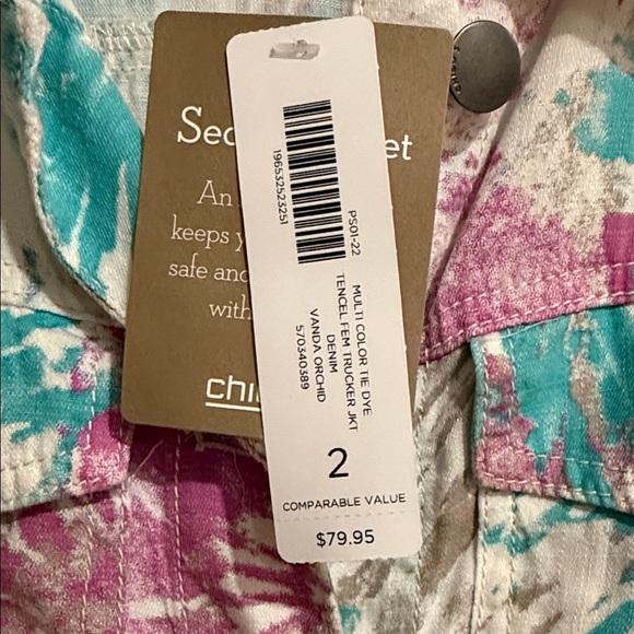 Chico's Pink and Blue Tie-Dye Jean Jacket - Picture 2 of 3